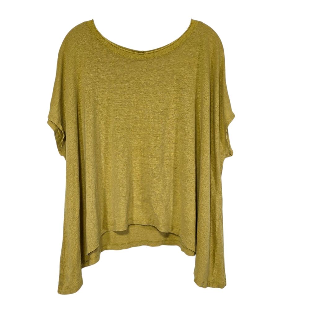 Eileen Fisher Womens Oversized 100% Linen Lagenlook Mustard Size Medium